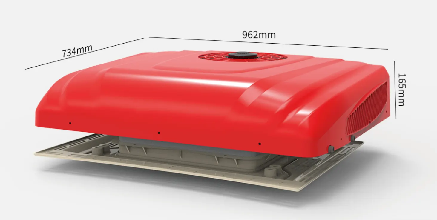 12V 1800W Rooftop Camper AC / 24V 2100W Rooftop Camper AC (962 × 734 × 165 mm) - Model Small Skylight - Front